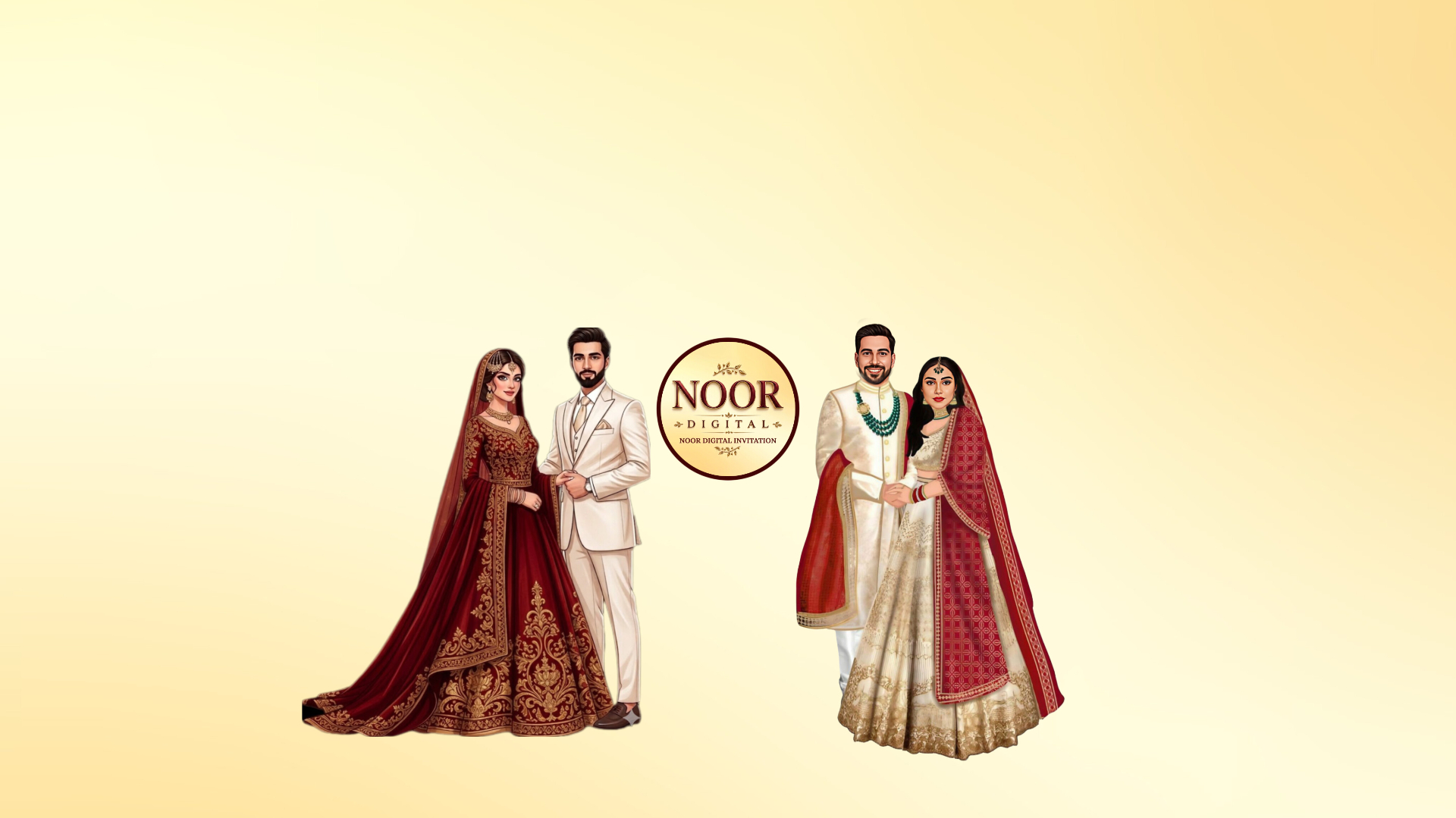 NOOR DIGITAL bride and groom character art